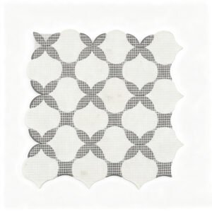 Piastrelle a mosaico in marmo – bianco / nero, floreale – BJ-BEC8368E7F76