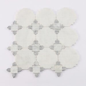 Marmormosaikfliesen – Weiß / Grau, geometrisches Muster