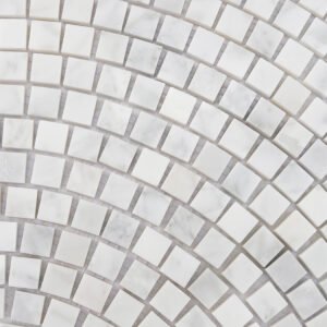 Mosaico de mármol – blanco, abanico, para suelo