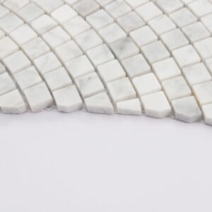 Mosaico de mármol – blanco, abanico, para suelo