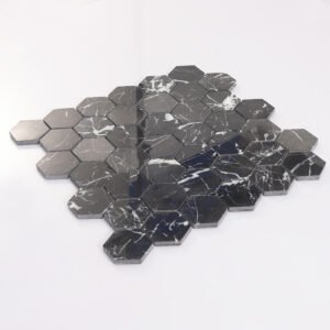 Piastrelle a mosaico in marmo – Nero Marquina, nero, esagonale, per pavimenti