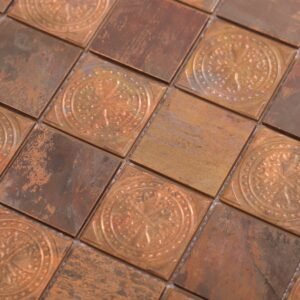 Mosaico vintage de cobre antigo com relevo para paredes