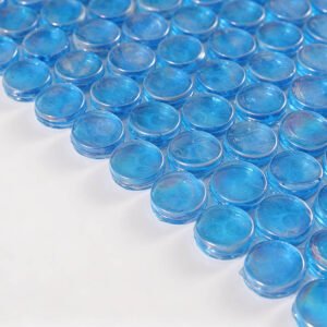 Piastrelle a mosaico in vetro – acquamarina / blu, rotondo, iridescente, per piscina