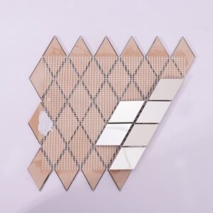 Mosaïque en acier inoxydable – argenté, en losange, brossé, effet miroir, pour mur