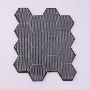 Zwart-zilverkleurige zeshoekige glasmozaïektegel voor moderne interieurs
