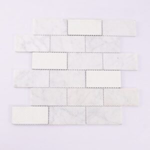Piastrelle a mosaico in vetro e marmo – bianco / verde, formato metro