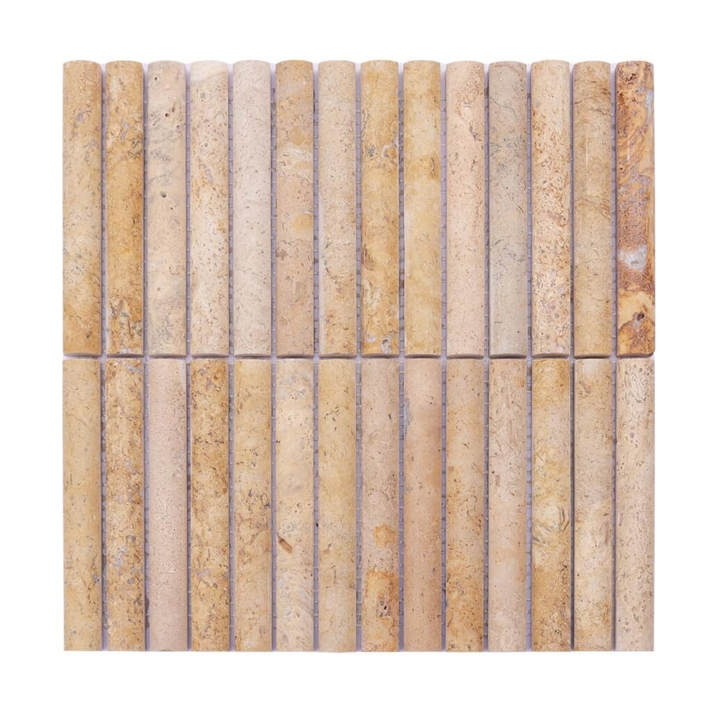 Travertinmosaikfliesen – Beige, gerillt, 3D-Struktur