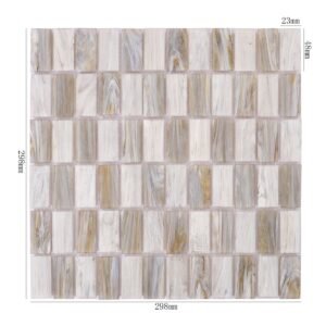 Mosaikfliesen – Grau / Beige, Schachbrettmuster, Rechtecke, für Fliesenspiegel