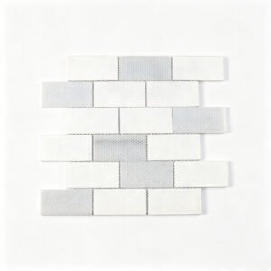 Piastrelle a mosaico in vetro – grigio / beige, formato metro