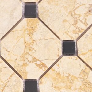 Mosaico de mármol – negro, octogonal, para suelo