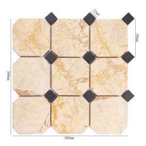 Mosaico de mármol – negro, octogonal, para suelo