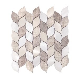 Beige and silver leaf aluminum mosaic tile sheet for modern wall design