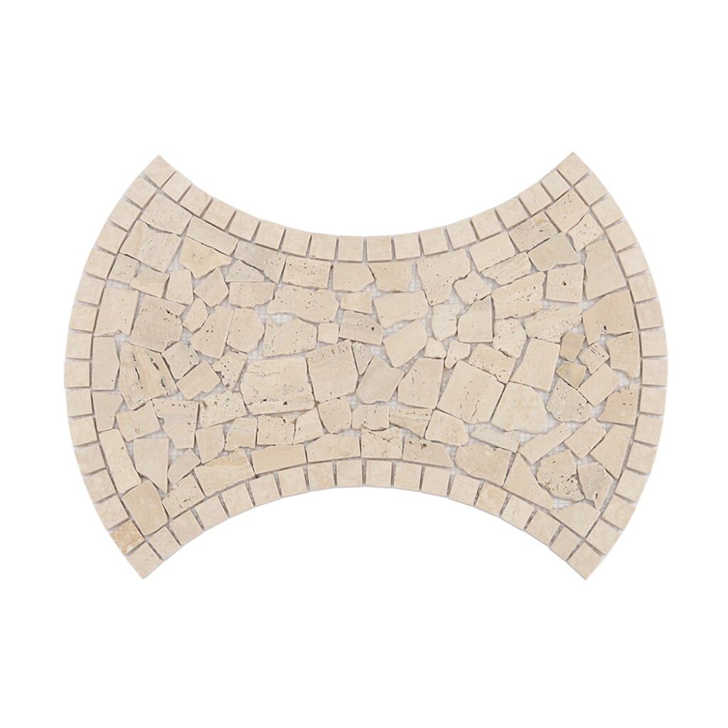 Travertinmosaikfliesen – Beige, Kieseloptik, für Böden – BJ-1C4F43724A8B