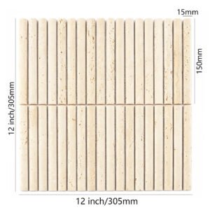 Piastrelle a mosaico in travertino – beige, formato mini, scanalato, per pareti