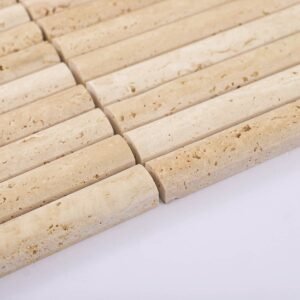 Mosaïque en travertin – beige, linéaire, adouci, pour crédence