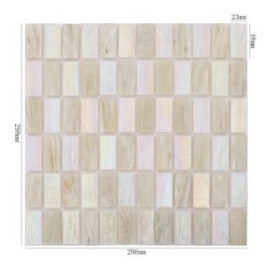 Mosaikfliesen – Weiß / Beige, Schachbrettmuster, Rechtecke, irisierend