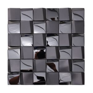 Black glossy and brushed 3D stainless steel square mosaic sheet