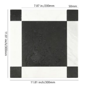 Piastrelle a mosaico in marmo – bianco / nero, quadrato, per pavimenti