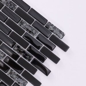 Glasmosaikfliesen – Schwarz, Crackle-Oberfläche, für Wände