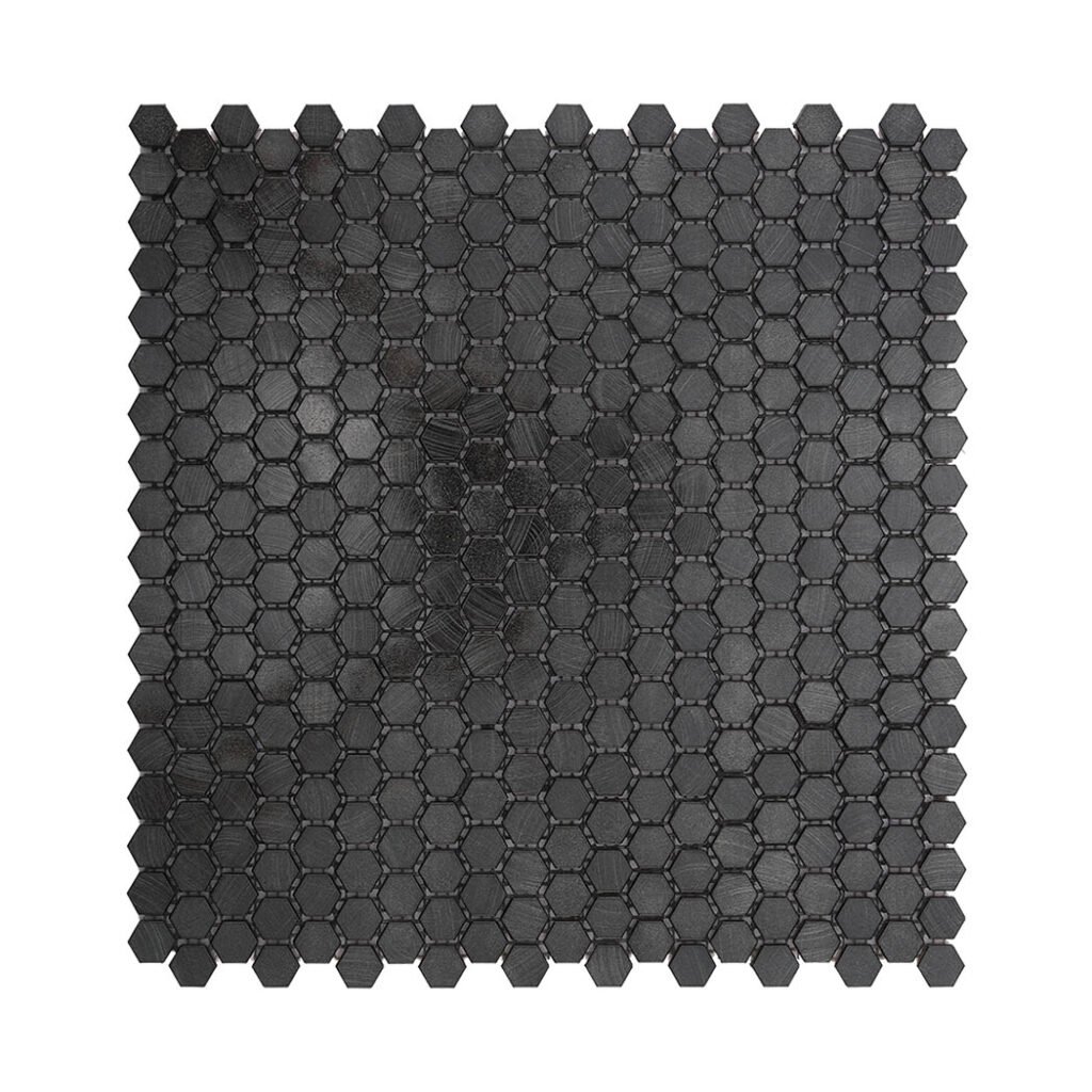 Mosaico de aluminio – negro, hexagonal, formato mini