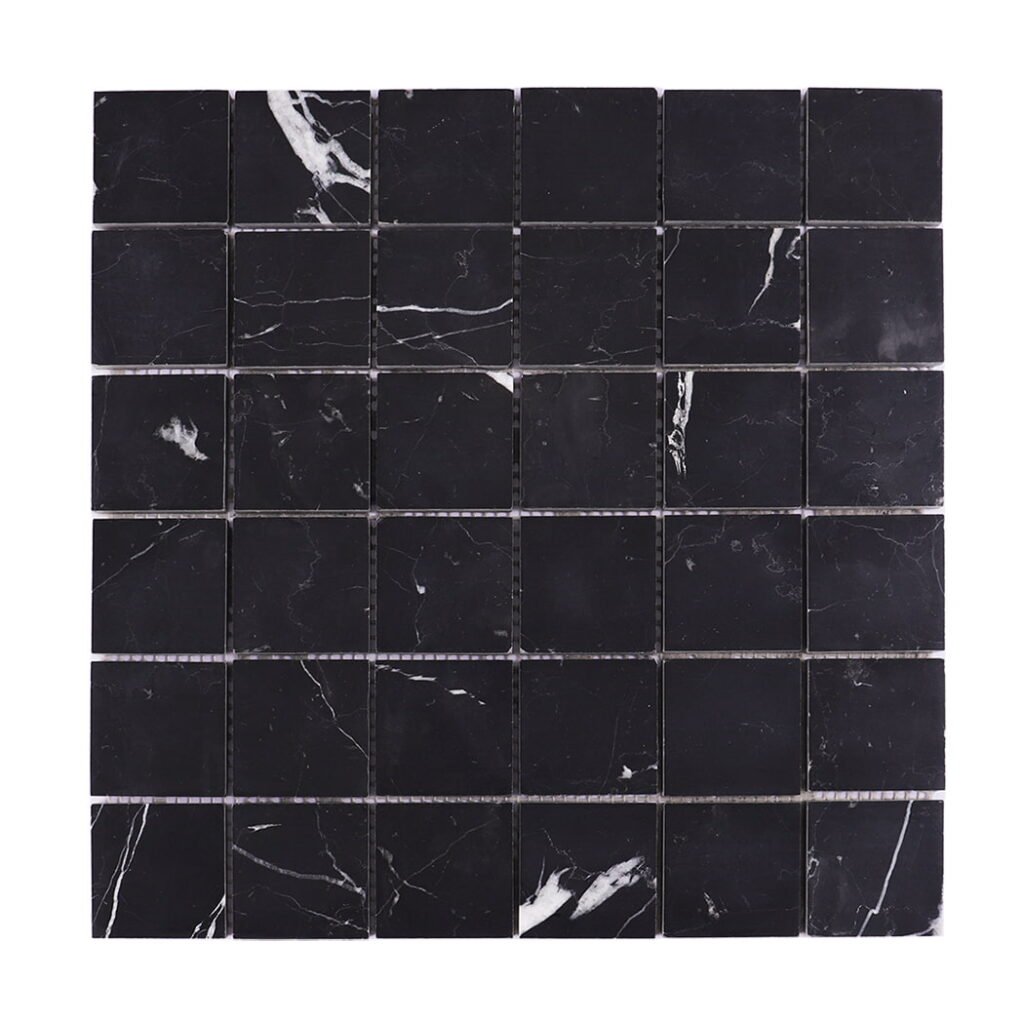 Mosaïque en marbre – noir, carré, grand format, 2X2