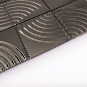 Mosaikfliesen aus Edelstahl – Schwarz, Quadrate, Spiegeloptik