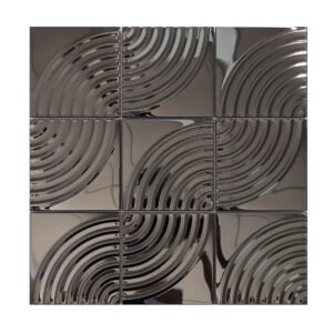 Black mirror metallic arc mosaic tile sheet