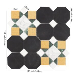 Marmormosaikfliesen – Mehrfarbig, geometrisches Muster, für Böden