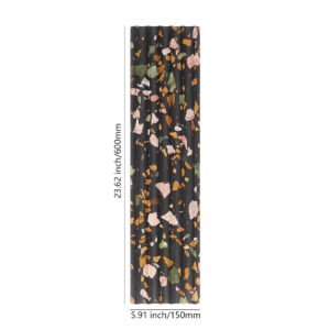 Mosaïque en pierre naturelle – noir / multicolore, 3D, cannelé