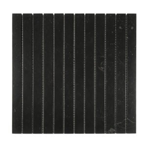 Black marble mosaic tile with evenly arranged long vertical strips