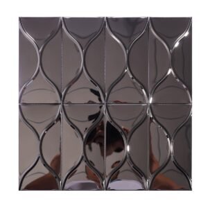 Full sheet black mirror finish wave metal mosaic tile