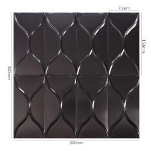 Mosaïque en acier inoxydable – noir, ondulé, pour mur