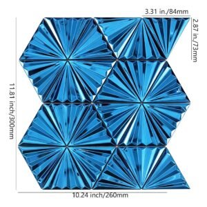 Mosaïque en métal – bleu, triangulaire, forme éventail, pour crédence
