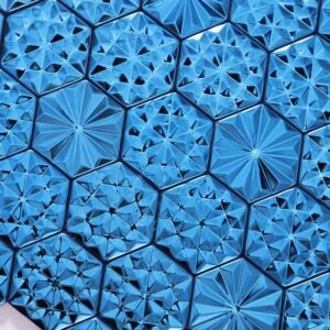 Piastrelle a mosaico in acciaio inossidabile – blu, esagonale, 3D, per pareti