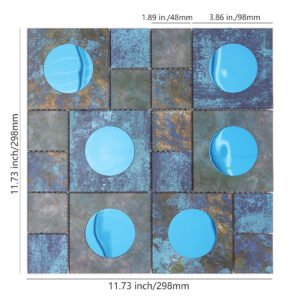 Piastrelle a mosaico in vetro e metallo – blu / bronzo