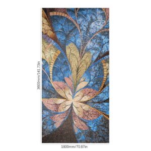 Mural floral azul em mosaico de vidro para paredes artísticas de destaque