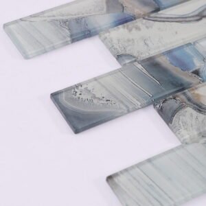 Mosaïque en verre – gris / bleu, format métro, rectangulaire