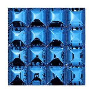Complete front view of blue mirror stainless steel mosaic
