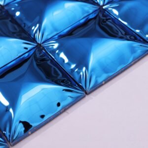 Mosaico metálico 3D azul espelhado de alto brilho para parede