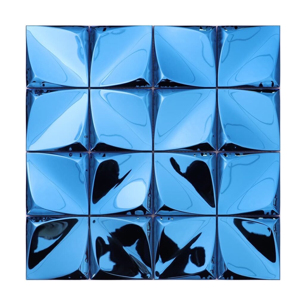 Mosaikfliesen aus Edelstahl – Blau, 3D-Struktur