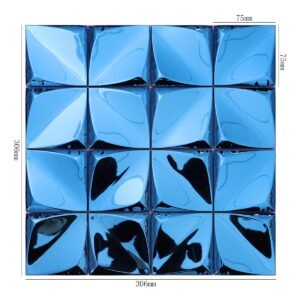 Mosaikfliesen aus Edelstahl – Blau, 3D-Struktur