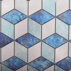 Mosaïque en aluminium – turquoise / bleu, hexagonal