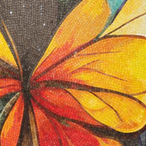 Panneau mural en mosaïque – motif papillon, fait main