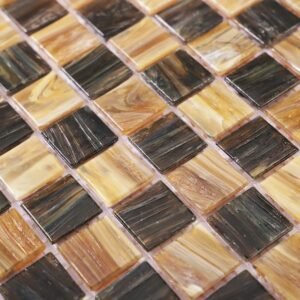 Piastrelle a mosaico in vetro – marrone, a scacchiera, quadrato