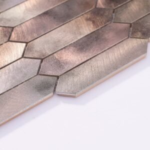 Mosaïque en aluminium – gris / marron, format oblong, pour mur