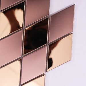 Metallmosaikfliesen – Roségold, Rauten, gebürstet, Spiegeloptik