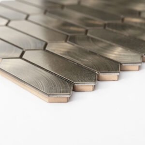 Mosaikfliesen aus Aluminium – längliche Sechsecke, gebürstet