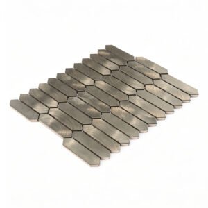 Mosaikfliesen aus Aluminium – längliche Sechsecke, gebürstet