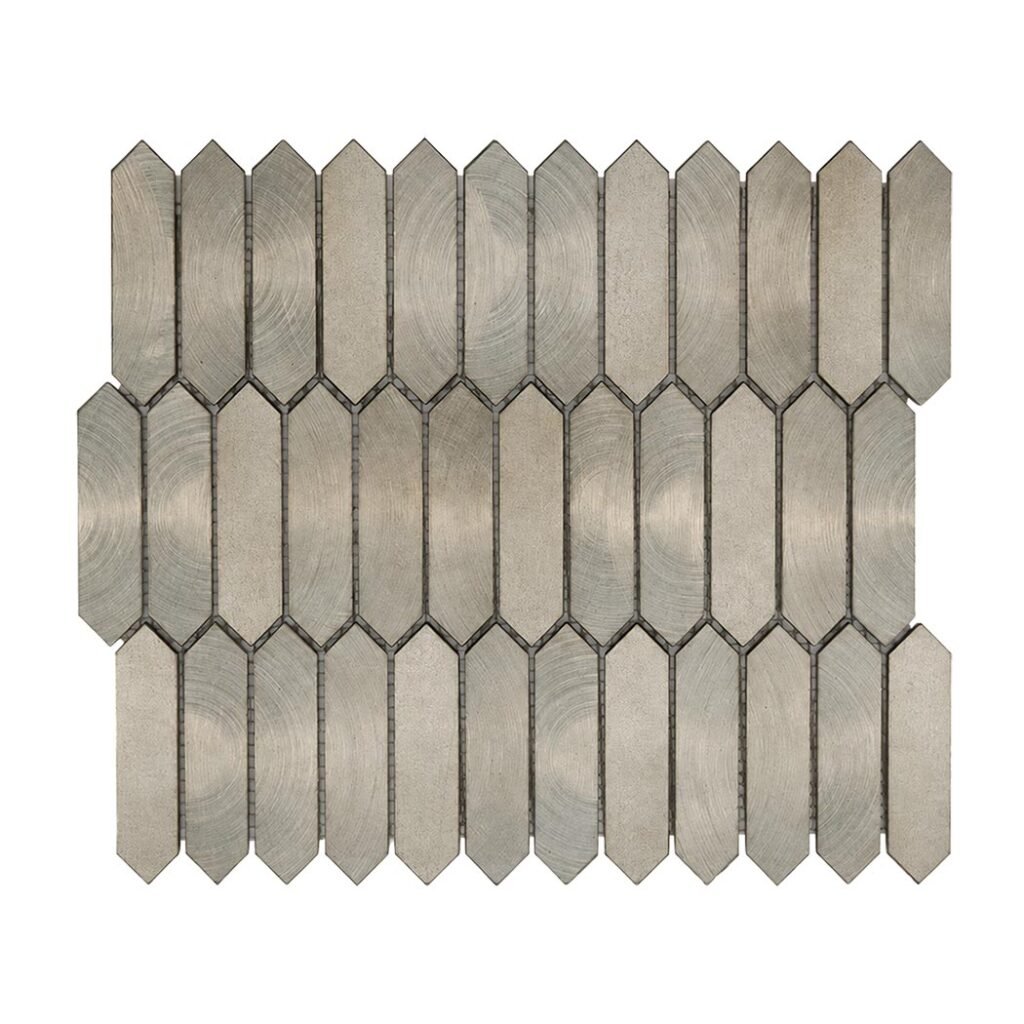Mosaikfliesen aus Aluminium – längliche Sechsecke, gebürstet