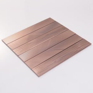 Mosaikfliesen aus Edelstahl – Roségold, gebürstet – BJ-476B9C3DCCB9